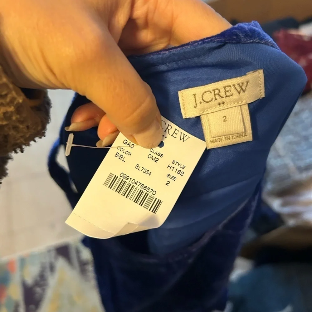 NWT J.Crew Royal Blue Velour Peplum Blouse